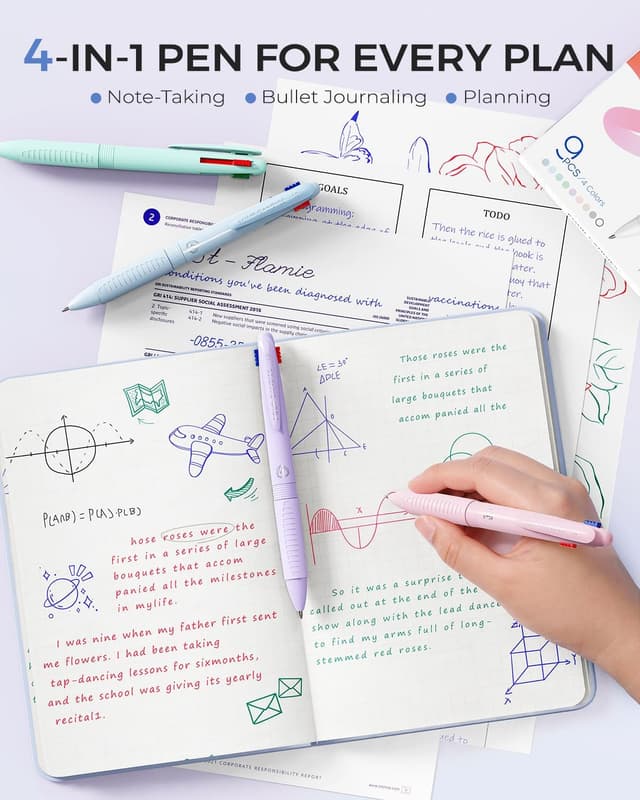 Detalle 2 de Four Candies 4-in-1 Farbstifte (9er-Pack) mit 1,0-mm-Spitze – 4 Farben in einem Stift