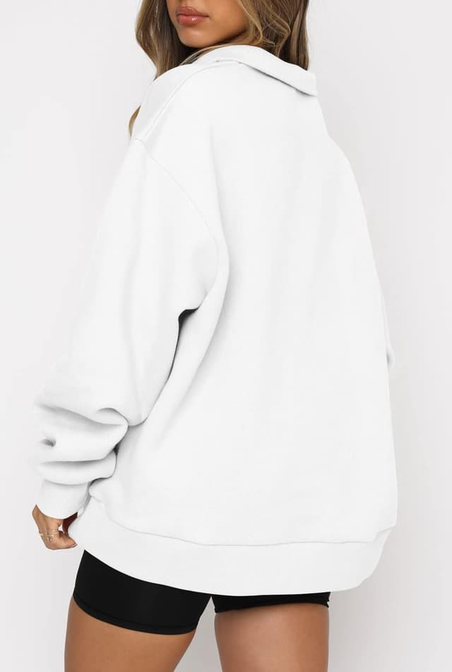 Detalle de CHICZONE oversized quarter-zip sweatshirt for women with pocket (cotton and polyester blend)