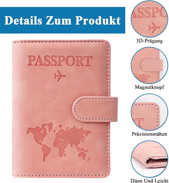 Detalle 2 de Reisepasshülle Kofferanhänger Set rosa ✈