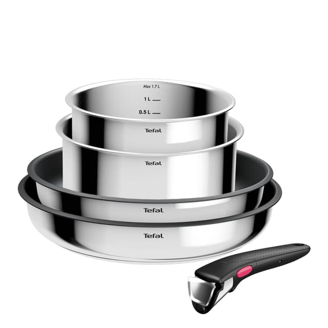 Detalle de Tefal Ingenio Set 4 piezas acero inoxidable con mango extraíble