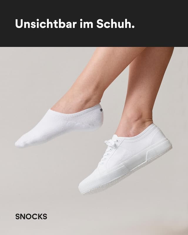 Detalle de Snocks No-Show Füßlinge aus Bio-Baumwolle (6 Paar) – rutschfest mit Silikonstreifen, Gr. 35–50