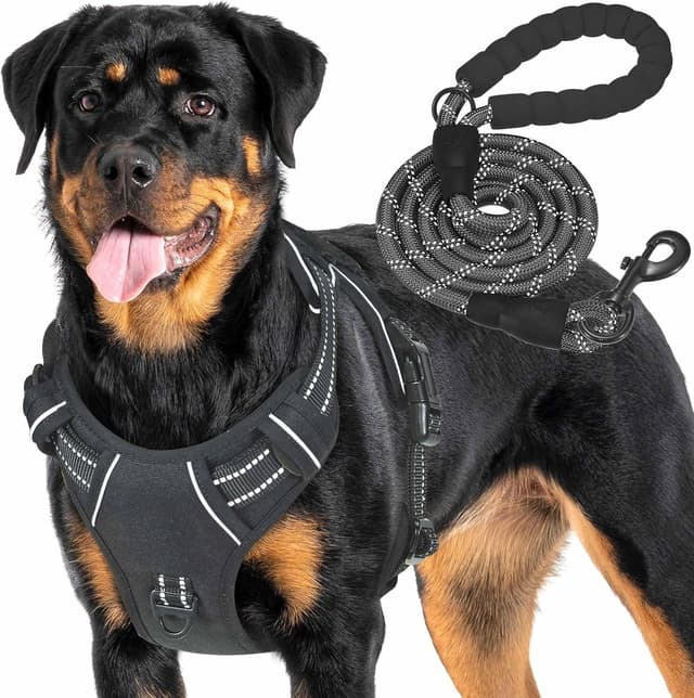 Detalle de Haapaw Heavy Duty Tactical Dog Harness (XL) – No-Pull Adjustable with Molle & Reflective Straps, Black