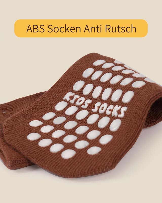 Detalle de Kyopp 5/10 Paar Baby- und Kleinkinder-Socken mit ABS-Noppen (Tiermotive) – rutschhemmend, Baumwolle