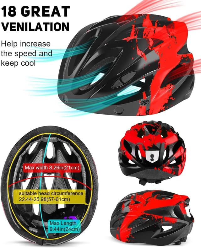 Detalle de RaMokey Fahrradhelm für Erwachsene mit Licht und abnehmbarer Magnet-Schutzbrille (57–62 cm)