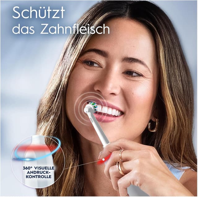 Detalle de Oral-B Pro Series 3 Elektrische Zahnbürste Doppelpack (inkl. 4 Aufsteckbürsten) – Schwarz/Weiß