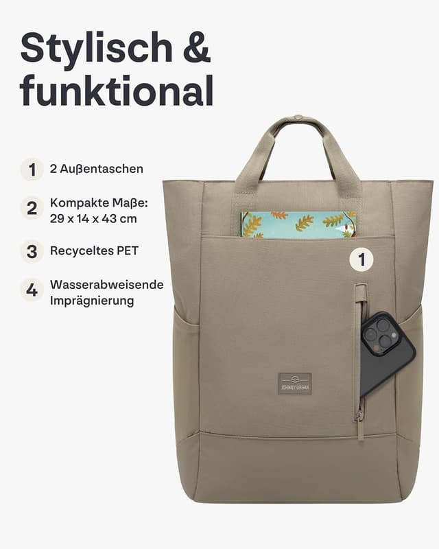 Detalle de Johnny Urban Wickelrucksack & Wickeltasche für Kinderwagen Blair – 16 Liter, wasserabweisend
