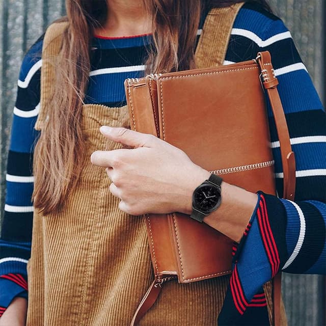 Detalle de MUENShop 20mm Quick-Release Stainless Steel Mesh Watch Strap (Compatible with Samsung Galaxy Watch 3/Active 2 and more)