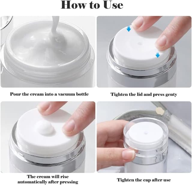 Detalle de HOTUT Airless Pumpspender (1 Stück, 30 ml) – nachfüllbarer Vakuum-Kosmetikbehälter für Creme & Lotion