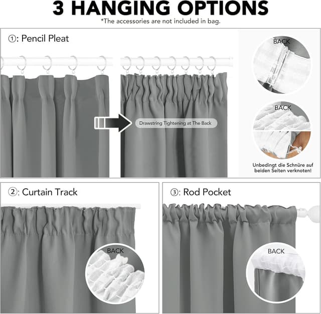 Detalle 2 de Deconovo Vorhänge 245×140 cm 🪟