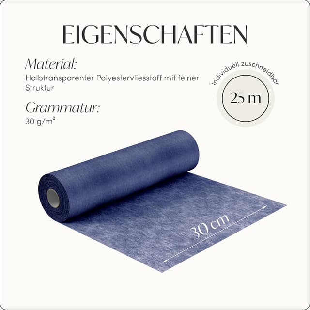 Thumbnail 4 de 100%Mosel Vlies Tischläufer Nachtblau 30 cm