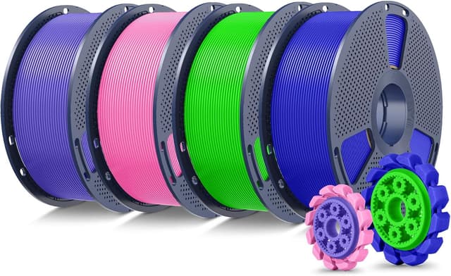 Detalle de SUNLU 4KG PLA+ 2.0 filament bundle (1.75mm) – Pink, Lavender Purple, Klein Blue & Green