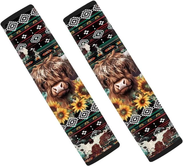 Imagen de Wanyint Aztec Highland Cow 2-Pack Seat Belt Pads en OfertitasTOP