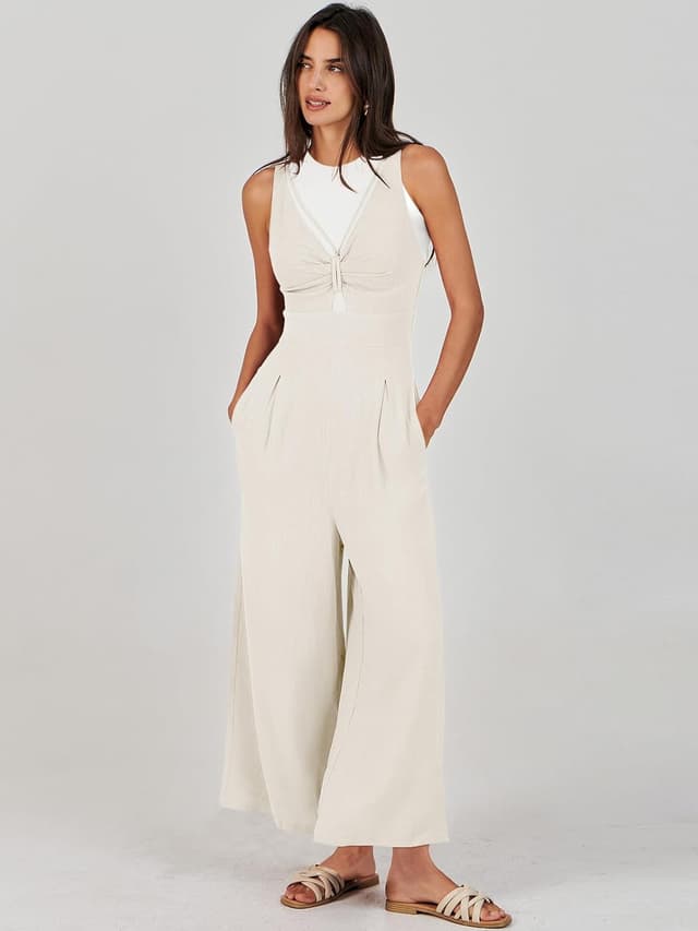 Thumbnail 6 de ANRABESS linen jumpsuit with pockets, V-neck