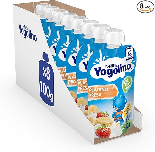 Imagen de Nestlé Yogolino Infantil Fresa y Plátano, 8 Bolsitas 100 g 🥄 en OfertitasTOP