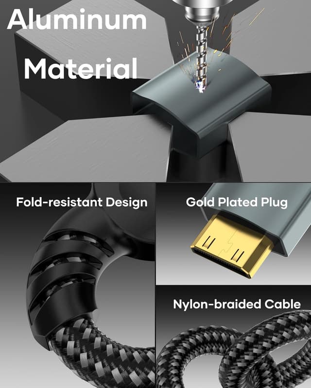 Detalle 2 de BRV Explorer Mini-HDMI-auf-HDMI-Kabel (4K@60 Hz, 18 Gbit/s) für DSLR, Raspberry Pi Zero & Projektor