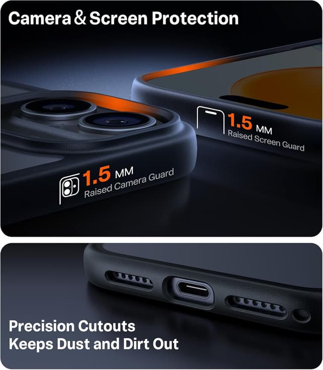Detalle 2 de TORRAS for iPhone 17 Case 12FT Military Grade Shockproof (Matte Black)