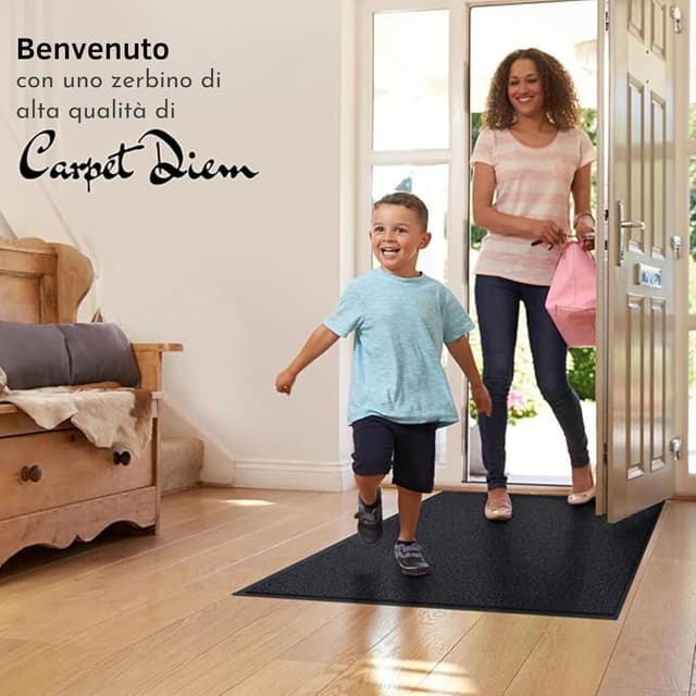 Detalle de Carpet Diem Zerbino 40 x 60 cm antracite con retro antiscivolo per ingresso interno ed esterno