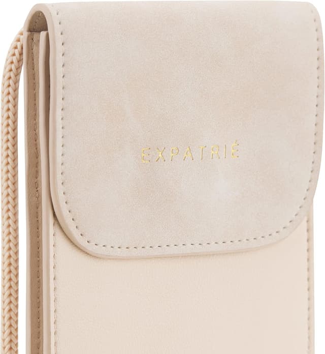 Detalle de Expatrié Amelie Handytasche zum Umhängen für Damen mit Geldbörse, veganem Kunstleder