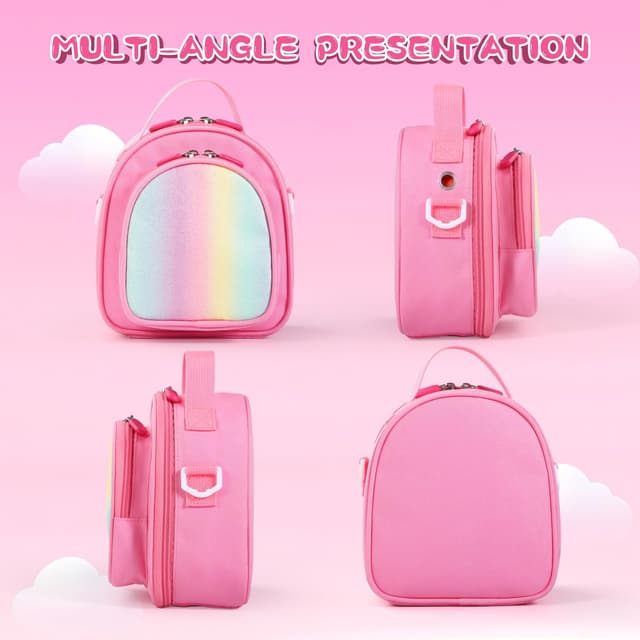 Detalle de Carrying Case Compatible with Yoto Mini (2024 Edition) — 30-Card Storage Bag with Handle & Shoulder Strap (Pink)