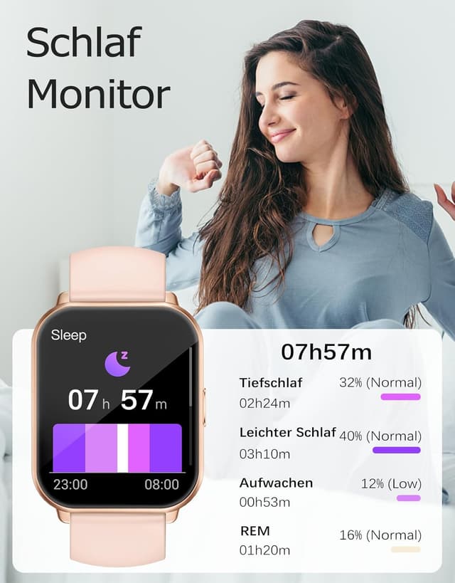 Thumbnail 4 de RUIMEN Smartwatch Telefonfunktion Pulsuhr SpO2