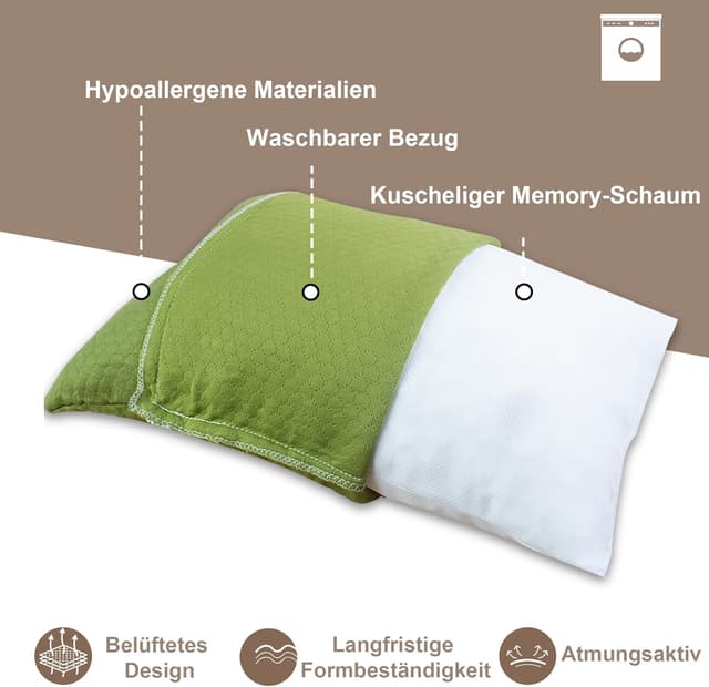 Detalle de PEUJEW Reisekissen Memory Foam 40x30 cm