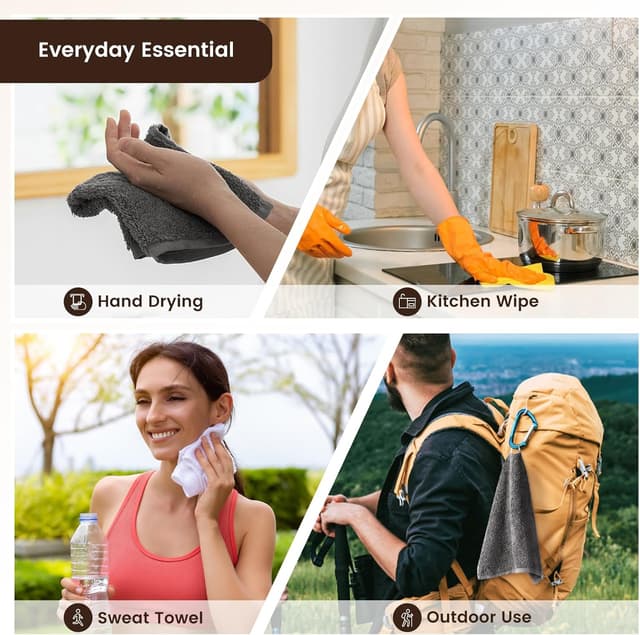 Detalle 2 de SEMAXE 100% Cotton Washcloths 12-Pack (13 × 13 Inch) Soft Yellow Face Towels