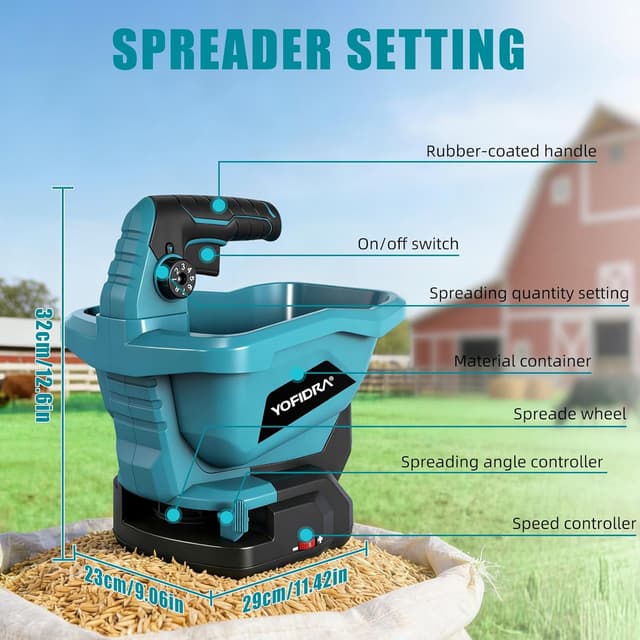 Thumbnail 6 de Yofidra Cordless Seed Spreader (3.3L) with 6 speed settings & up to 5m scatter width