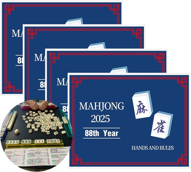 Detalle de MyCasily Mahjong Cards 2025 (4 Cards) — Large Print, Easy-to-Read & Foldable