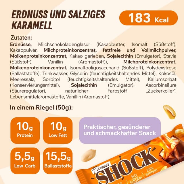 Detalle 2 de FitnesSHOCK Proteinriegel Set mit 20% Protein