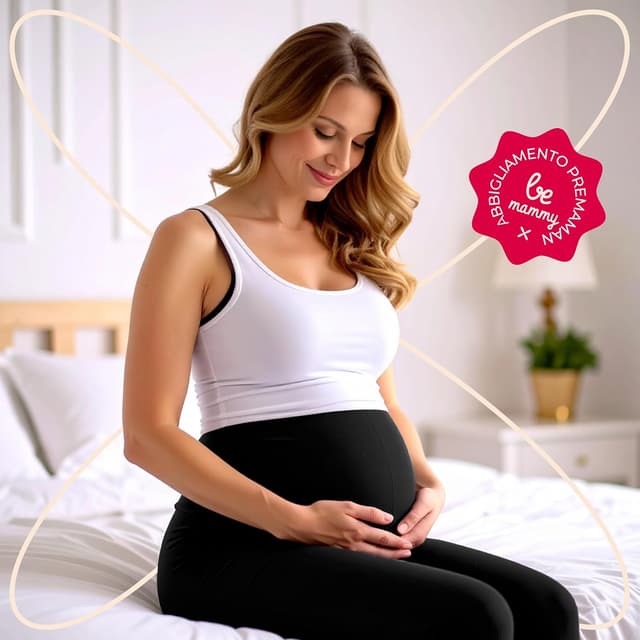 Detalle de Be Mammy leggings premaman lunghi a vita alta BE20-230 in cotone con elastan