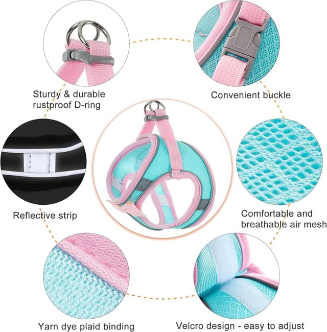 Detalle 2 de Dog Harness with Leash Set – Step-in Breathable Reflective Puppy Vest (No-Pull, Adjustable)
