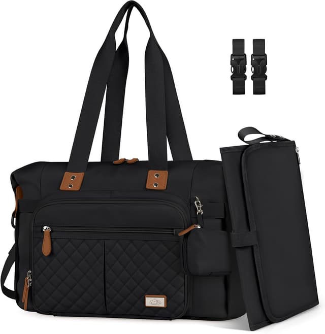 Detalle de RAINSMORE Baby Changing Bag Nappy Tote Bag for Parents with Portable Mat đź§·?