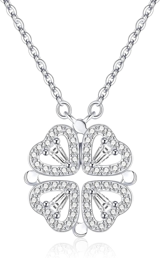 Detalle de Collier trèfle à 4 feuilles en argent 925 Jrêveinfini (pendentif 15 mm) porte-bonheur