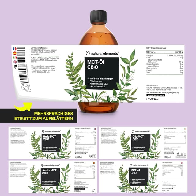 Thumbnail 4 de natural elements MCT‑Öl C8 500 ml – MCT‑Öl