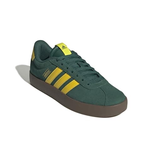 Detalle de adidas Hombre VL Court 3.0 de piel con cordones en Collegiate Green/Yellow/Gold Metallic (talla 45 1/3 EU)