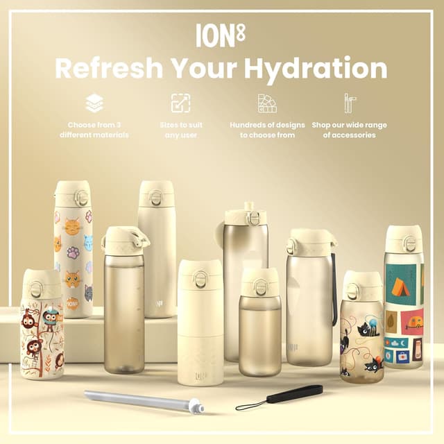 Thumbnail 6 de Ion8 Lightweight Steel Kids Water Bottle (400ml/13oz) in Cream – Leak Proof, Non‑Insulated, Dishwasher Safe