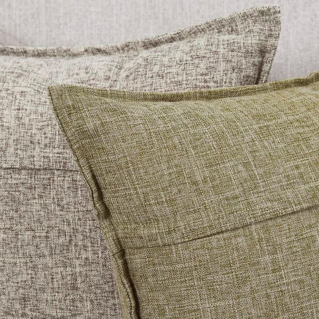 Detalle de Madizz 2er Set Kissenbezüge aus Polyester-Leinen (Taupe) – 45 x 45 cm