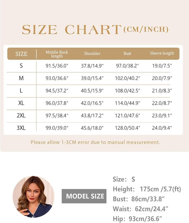 Detalle 2 de Jahetuul chemise de nuit femme en coton à col V et manches courtes, ouverture boutonnée