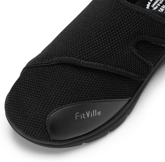 Detalle de FitVille Extra-Weite Reha-Schuhe für Herren mit Klettverschluss – superbreiter Vorfuß für empfindliche Füße