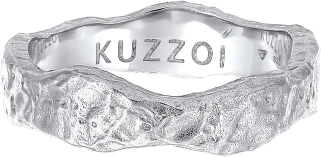 Detalle 2 de Kuzzoi Herrenring 5 mm aus 925er Sterling Silber mit gehämmerter Ringschiene (Ringgröße 60–66)