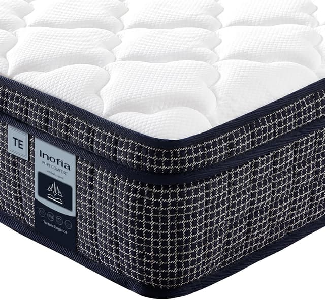 Detalle de Matelas Inofia Tartan-E 140x190 à ressorts ensachés 7 zones, gel HermoReg et housse VitaFlow 28 cm