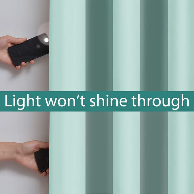 Detalle de Yakamok 100% Blackout Curtains 52x84, Aqua 🪟