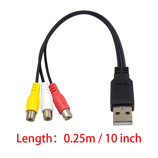 Detalle 2 de Duttek câble USB vers RCA USB 2.0 (mâle) vers 3 RCA femelles, 25 cm — adaptateur de capture audio/vidéo