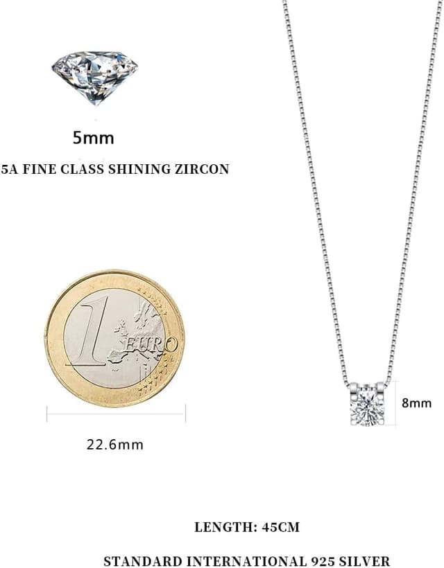 Detalle de VANSZA Damen-Kette aus Sterlingsilber 925 mit Zirkonia, geometrisches Love-Motiv