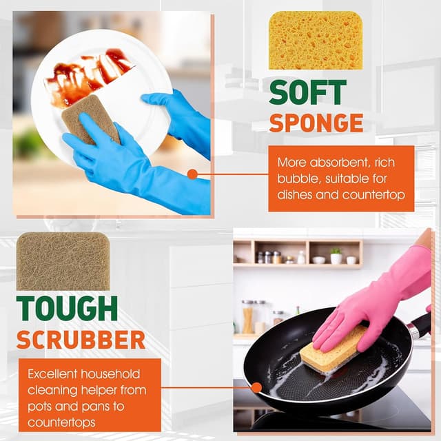 Detalle 2 de Eco Sponge 8 Pack compostable dish sponges 🧽