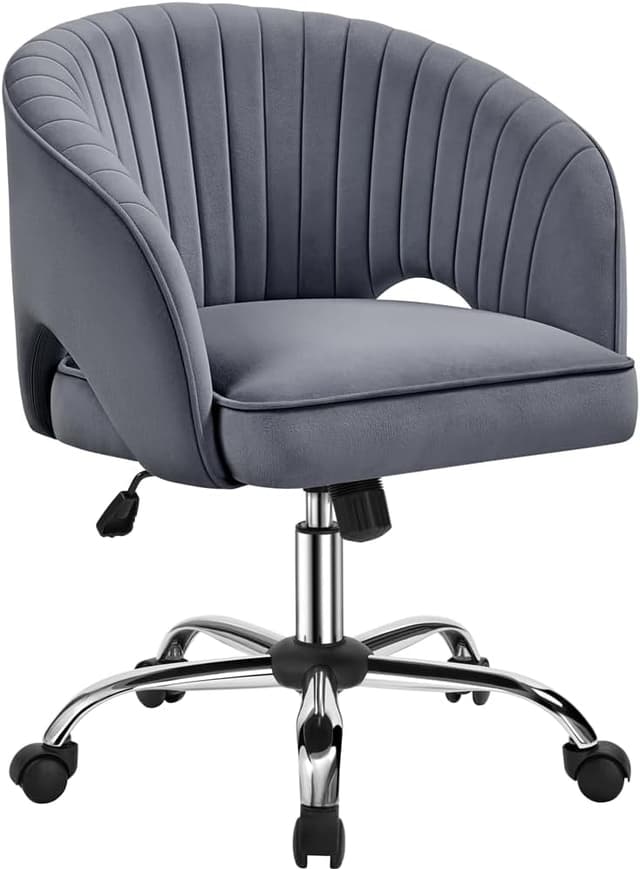 Detalle de Yaheetech Poltrona Ufficio Ergonomica Velluto Grigio