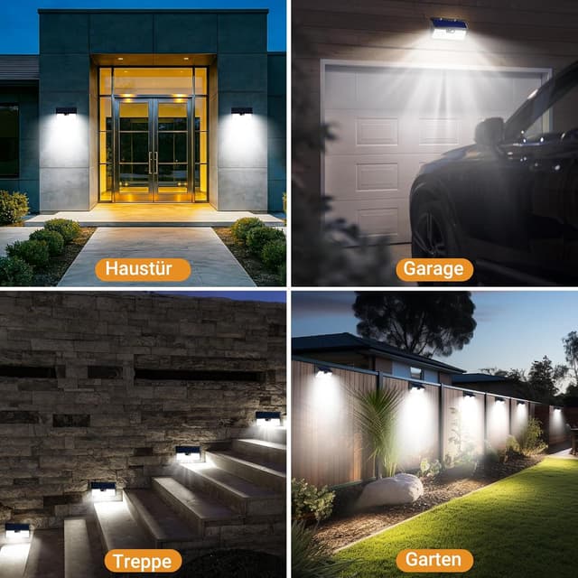Thumbnail 6 de vighep Solarlampen für Außen mit Bewegungsmelder – 318 LED, IP65, 3 Modi (4 Stück), kaltweiß