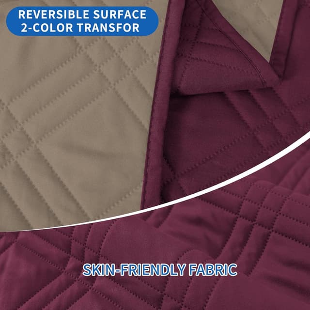 Detalle de Ystyle copripoltrona Relax reclinabile reversibile Bordeaux + caffè chiaro (1 posto) antimacchia antiscivolo