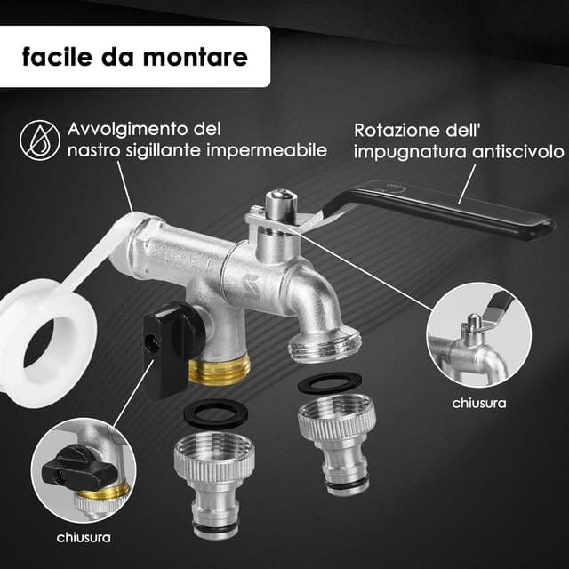 Detalle 1 de SPGOOD SPGOOD Garten Wasserhahn 1/2 Doppel Messing