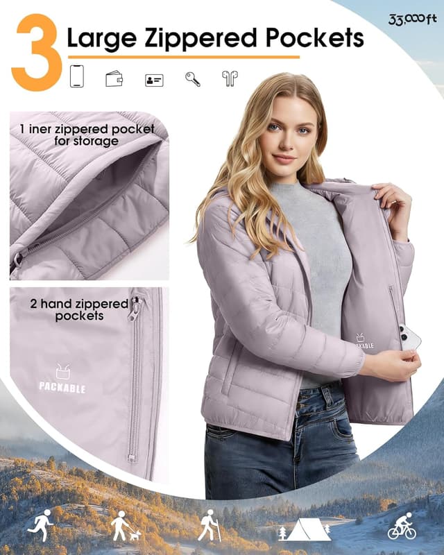 Thumbnail 3 de 33,000ft Damen Leichte Steppjacke Packbar